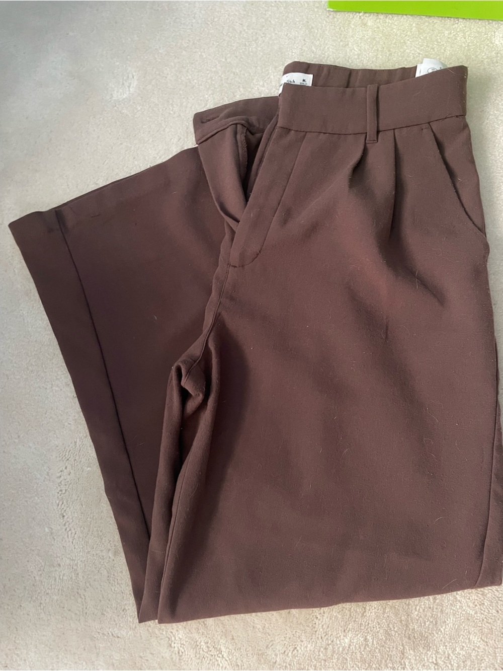 Abercrombie & Fitch Tailored Wide Leg Pants - MP/medium short in chocolate brown